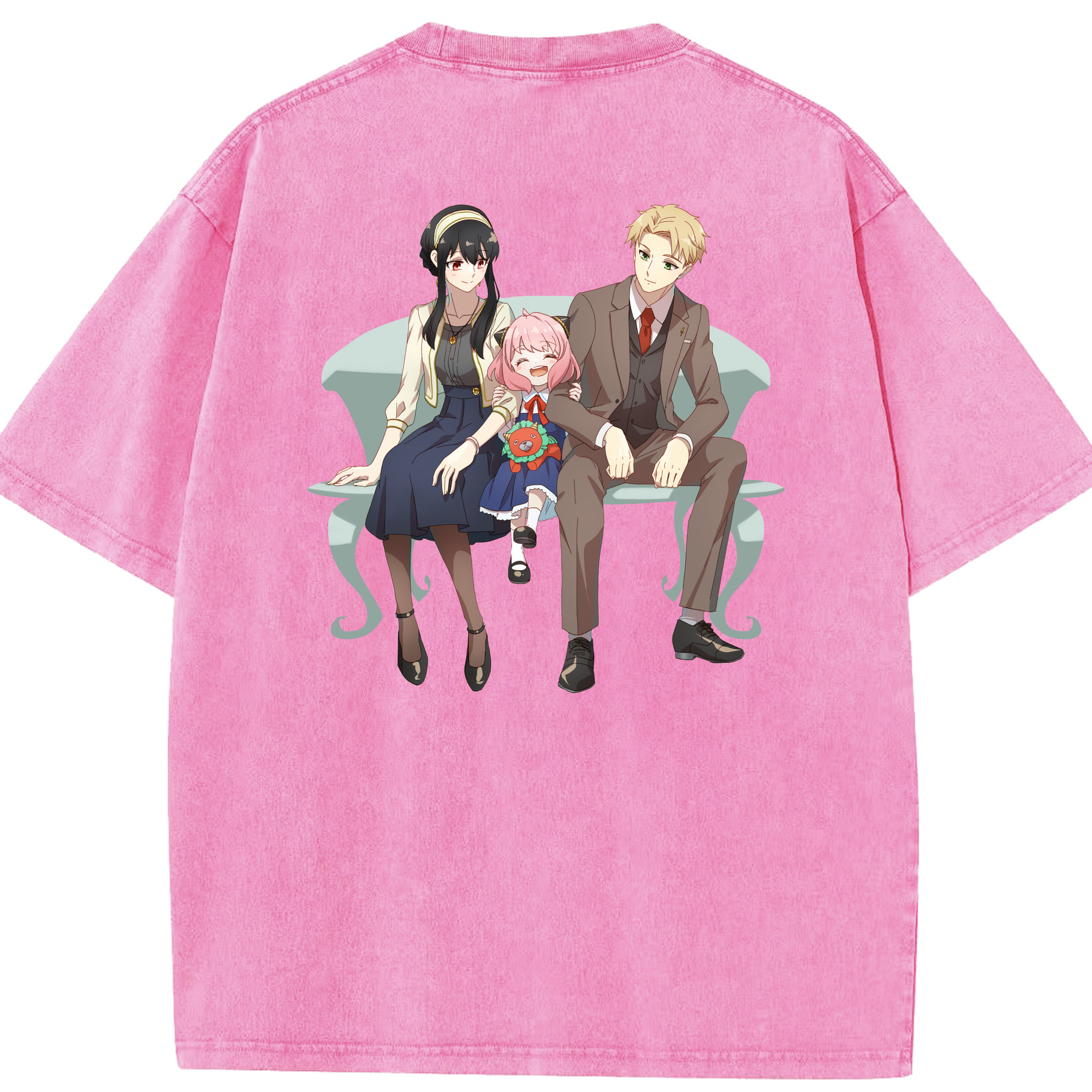 （画像用） SPY×FAMILY间谍家家酒 綿100% ヴィンテージ風 半袖Tシャツ（背面プリント）